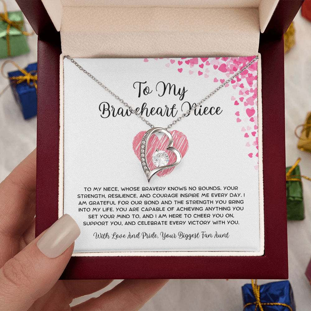 To My Braveheart Niece - From Aunt to Niece Forever Love Necklace