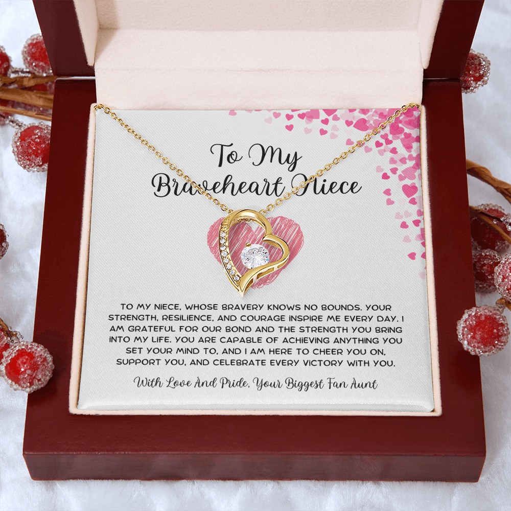 To My Braveheart Niece - From Aunt to Niece Forever Love Necklace