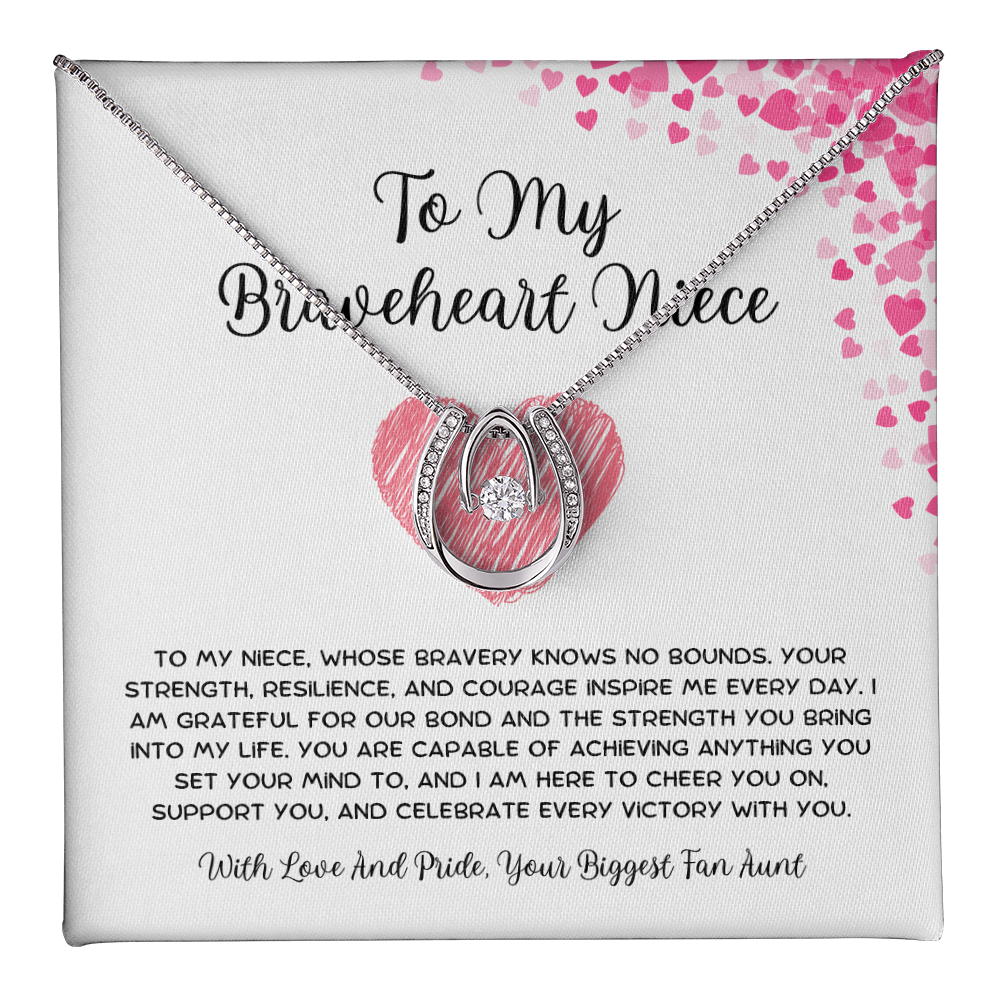 To My Braveheart Niece - From Aunt to Niece Lucky In Love Necklace