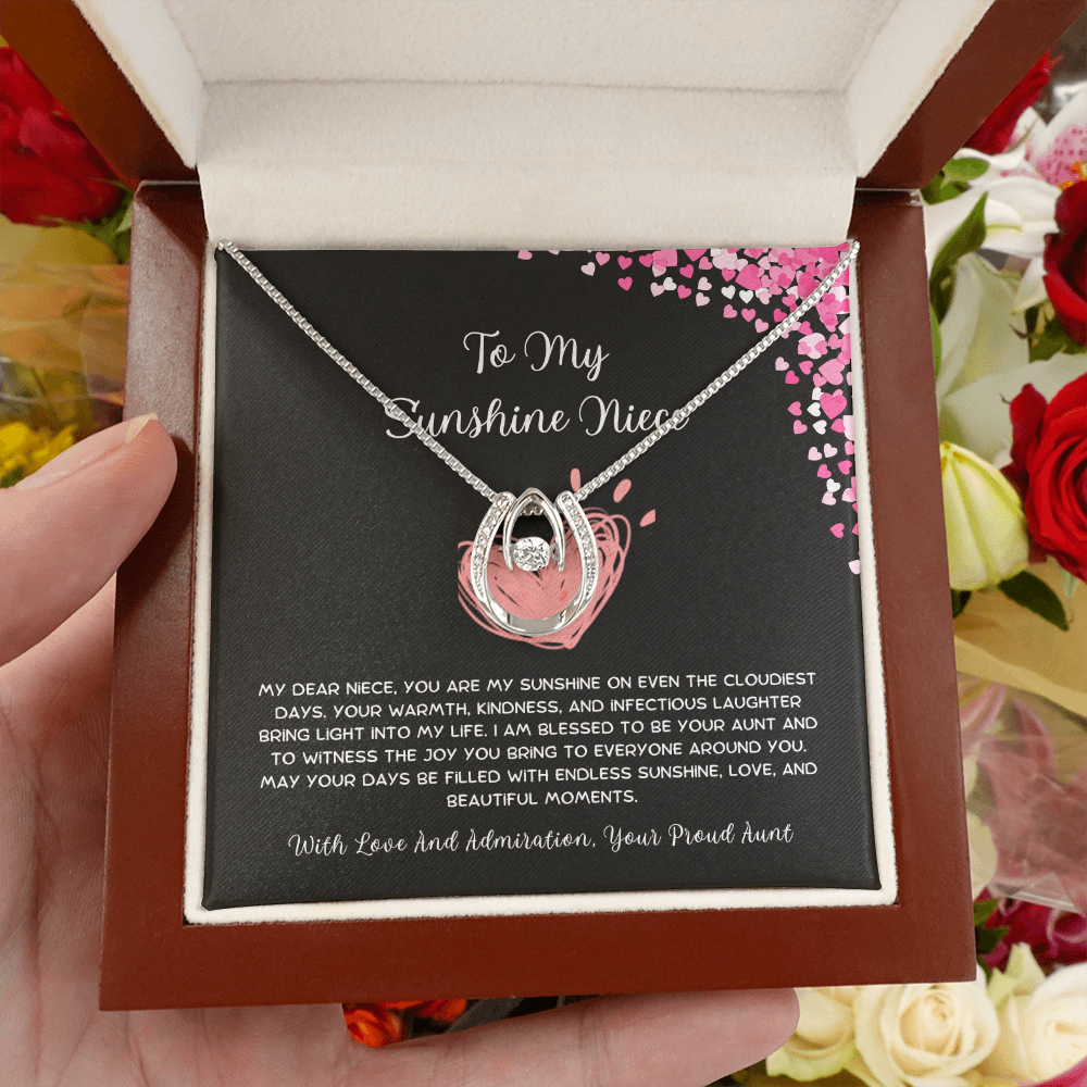 To My Sunshine Niece - From Aunt to Niece Lucky In Love Necklace