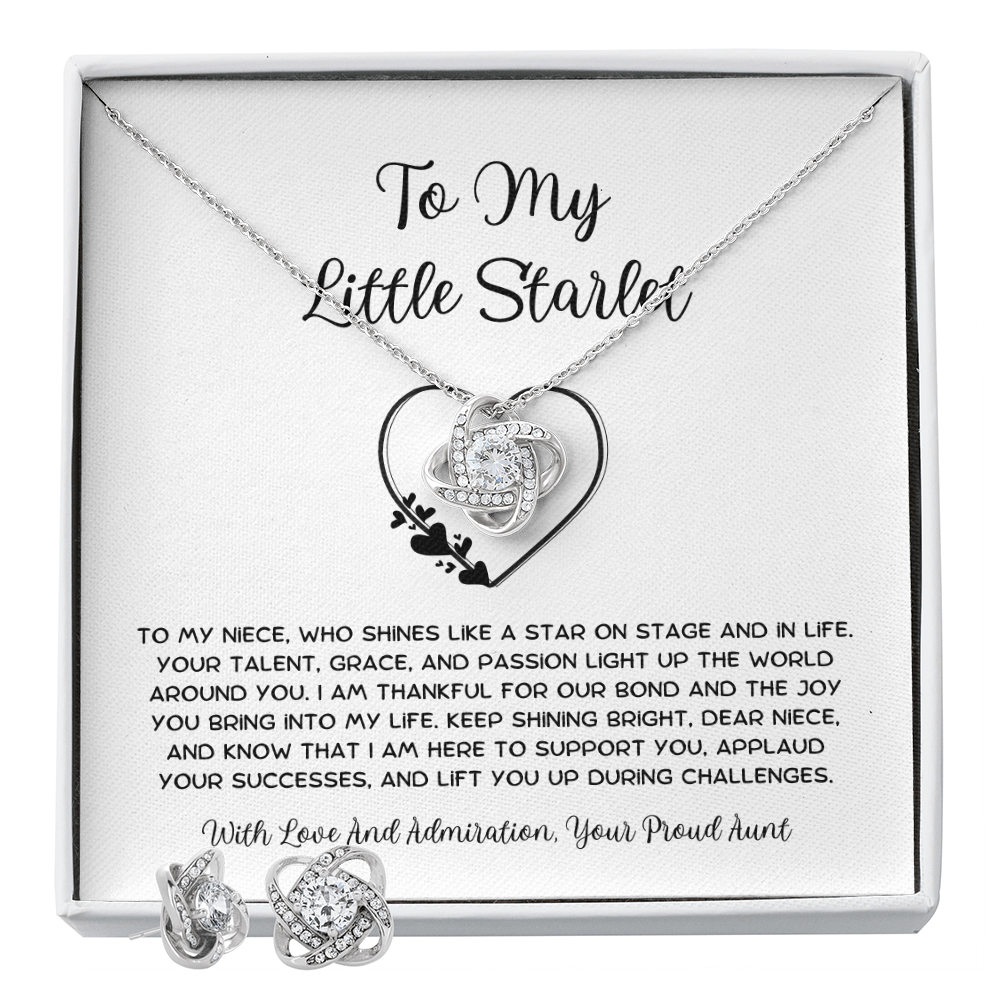 To My Little Starlet - From Aunt to Niece Love Knot Earring With Necklace Set