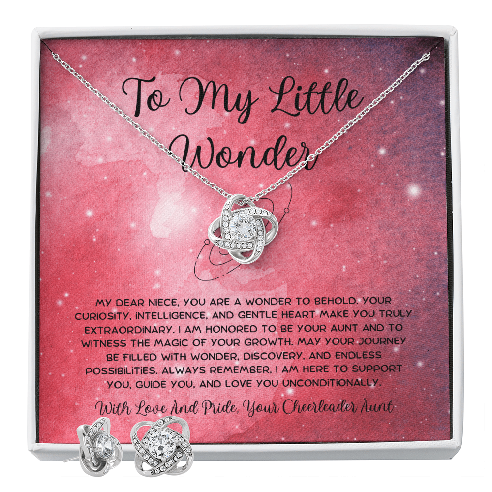 To My Little Wonder - From Aunt to Niece Love Knot Earring With Necklace Set