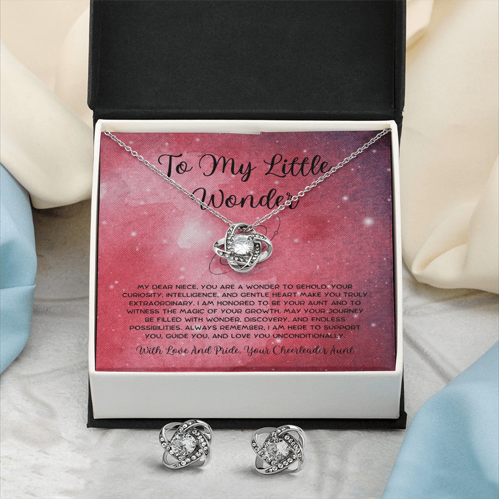 To My Little Wonder - From Aunt to Niece Love Knot Earring With Necklace Set