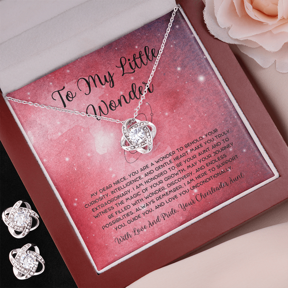 To My Little Wonder - From Aunt to Niece Love Knot Earring With Necklace Set