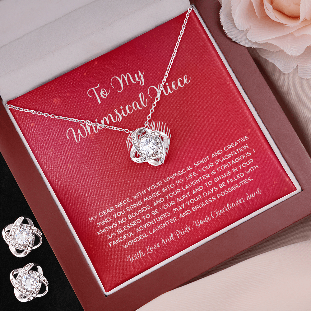 To My Whimsical Niece - From Aunt to Niece Love Knot Earring With Necklace Set