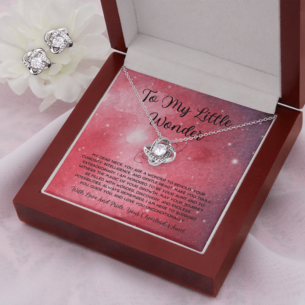 To My Little Wonder - From Aunt to Niece Love Knot Earring With Necklace Set