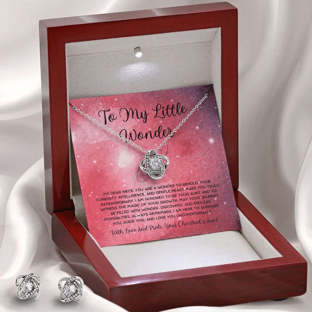 To My Little Wonder - From Aunt to Niece Love Knot Earring With Necklace Set