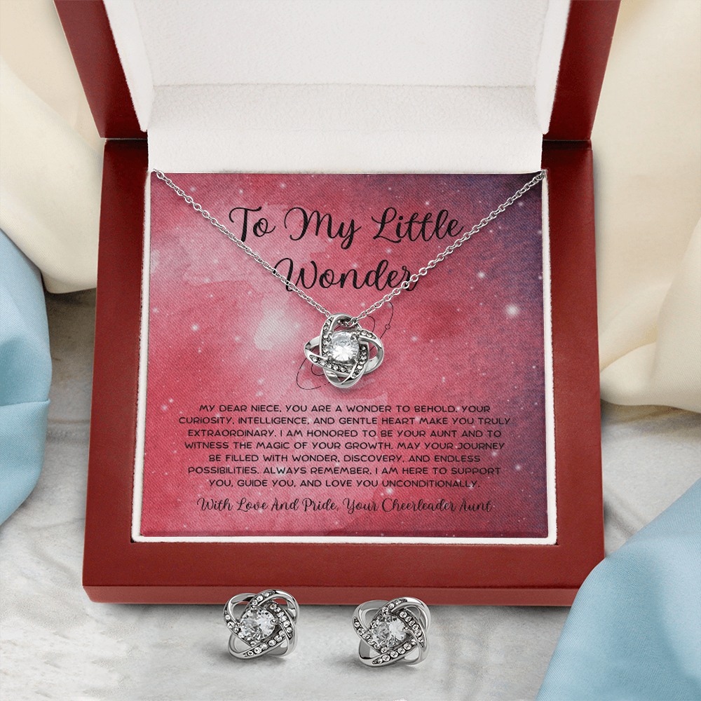 To My Little Wonder - From Aunt to Niece Love Knot Earring With Necklace Set