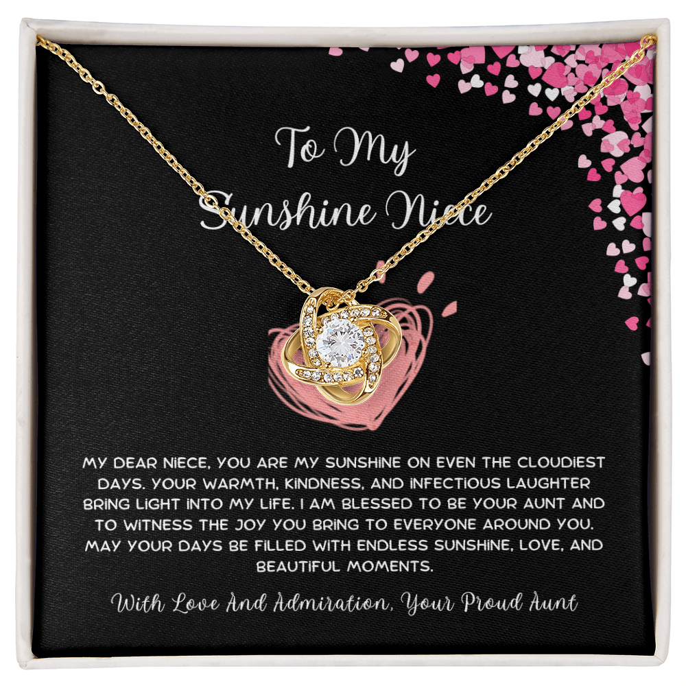 To My Sunshine Niece - From Aunt to Niece Love Knot Necklace