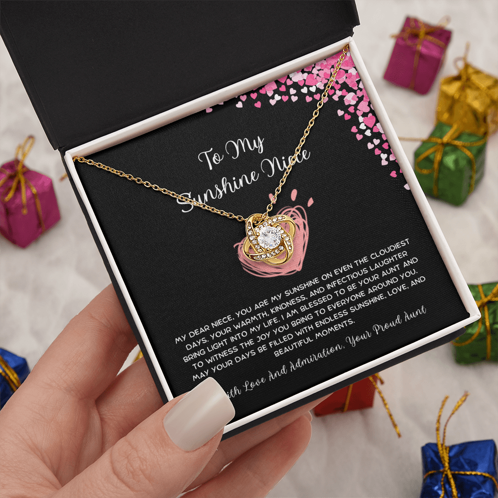To My Sunshine Niece - From Aunt to Niece Love Knot Necklace