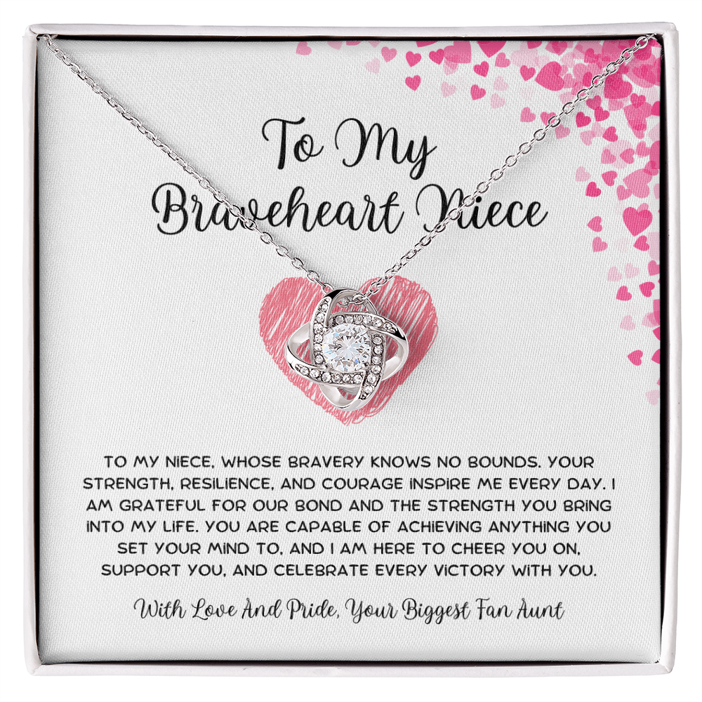 To My Braveheart Niece - From Aunt to Niece Love Knot Necklace