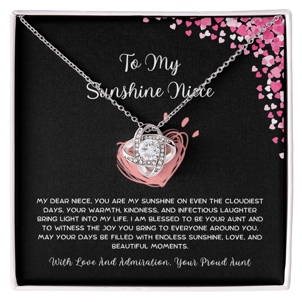 To My Sunshine Niece - From Aunt to Niece Love Knot Necklace