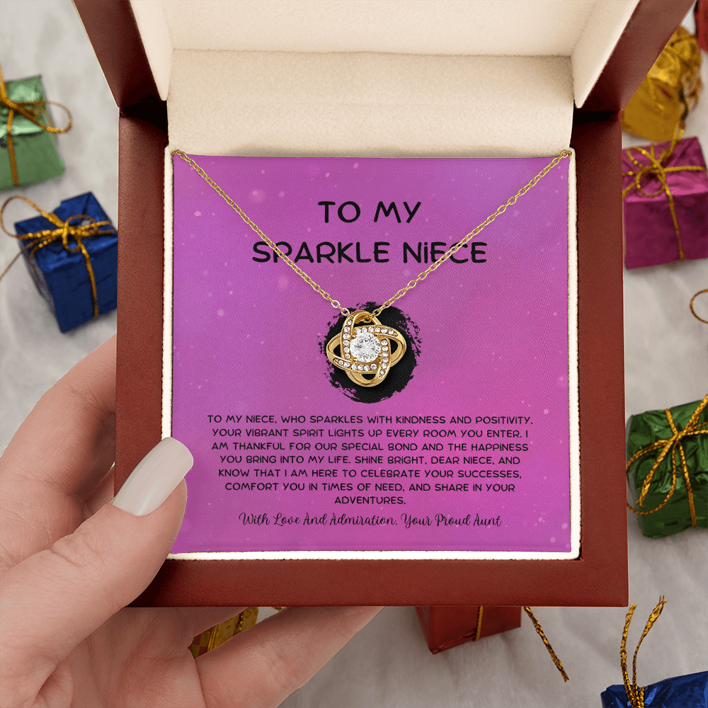 To My Sparkle Niece - From Aunt to Niece Love Knot Necklace