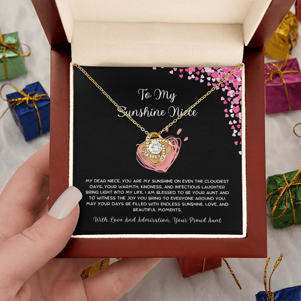 To My Sunshine Niece - From Aunt to Niece Love Knot Necklace