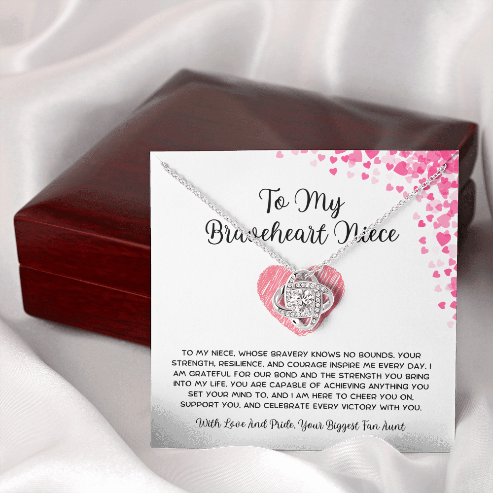 To My Braveheart Niece - From Aunt to Niece Love Knot Necklace