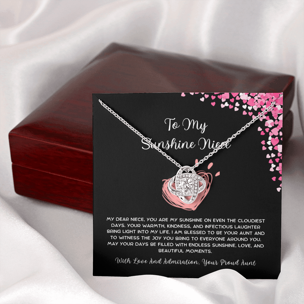 To My Sunshine Niece - From Aunt to Niece Love Knot Necklace