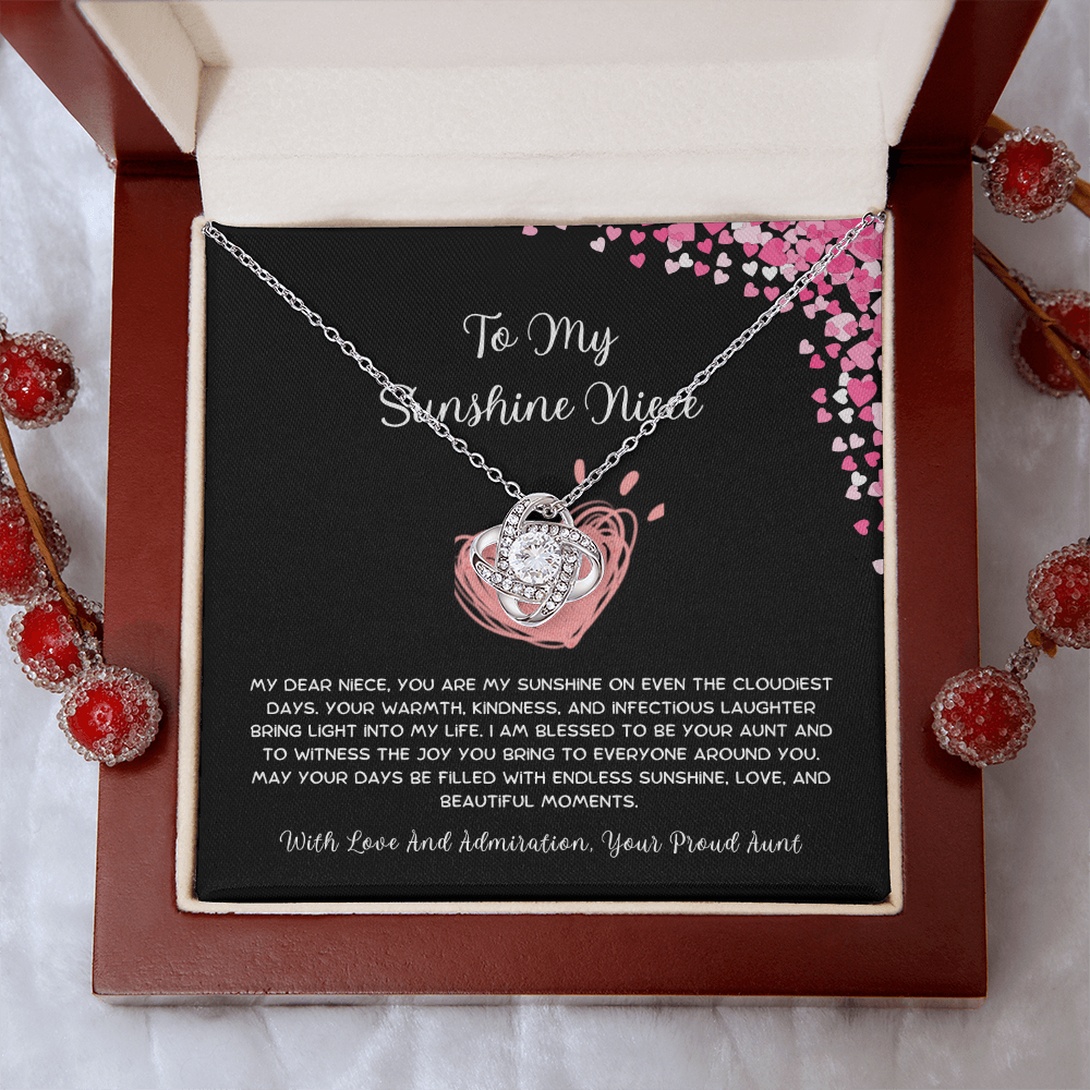 To My Sunshine Niece - From Aunt to Niece Love Knot Necklace