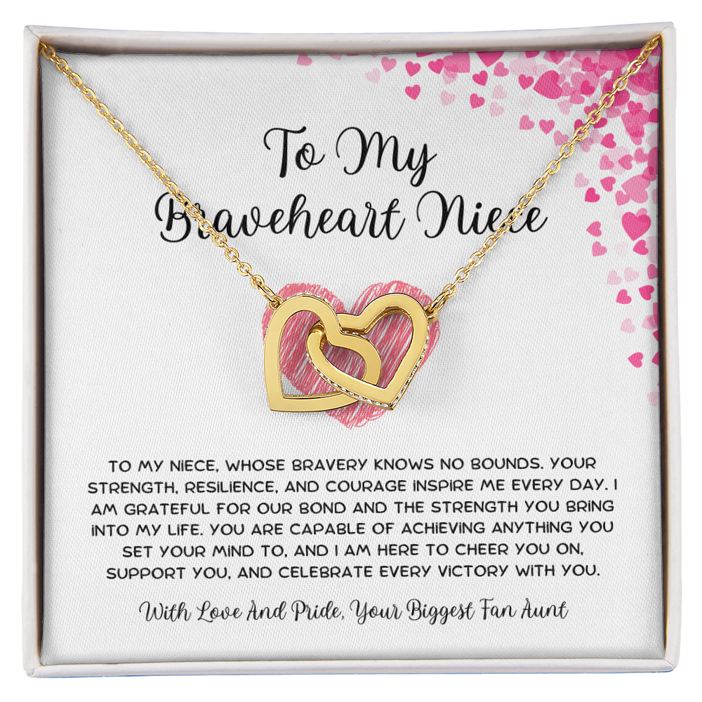 To My Braveheart Niece - From Aunt to Niece Interlocking Hearts Necklace