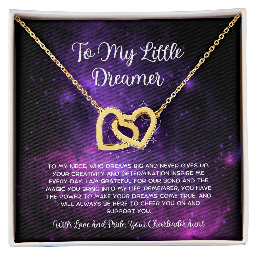 To My Little Dreamer - From Aunt to Niece Interlocking Hearts Necklace