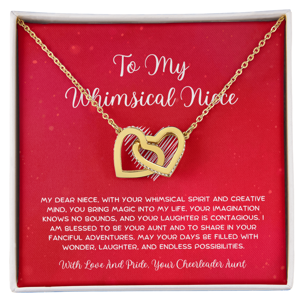 To My Whimsical Niece - From Aunt to Niece Interlocking Hearts Necklace