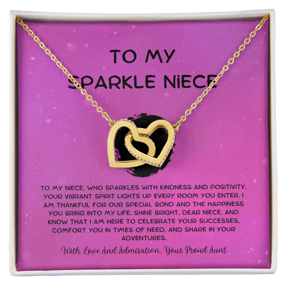 To My Sparkle Niece - From Aunt to Niece Interlocking Hearts Necklace