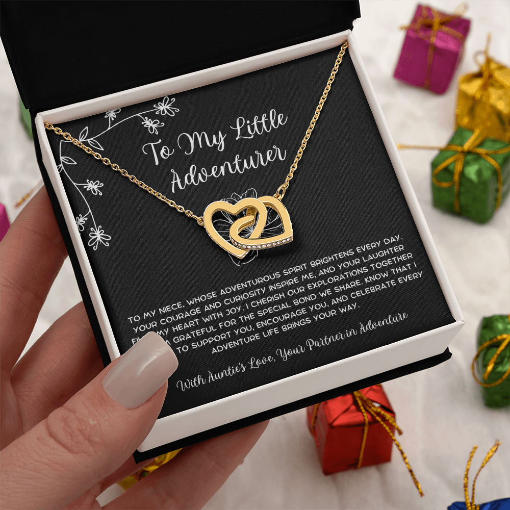 To My Little Adventurer - From Aunt to Niece Interlocking Hearts Necklace