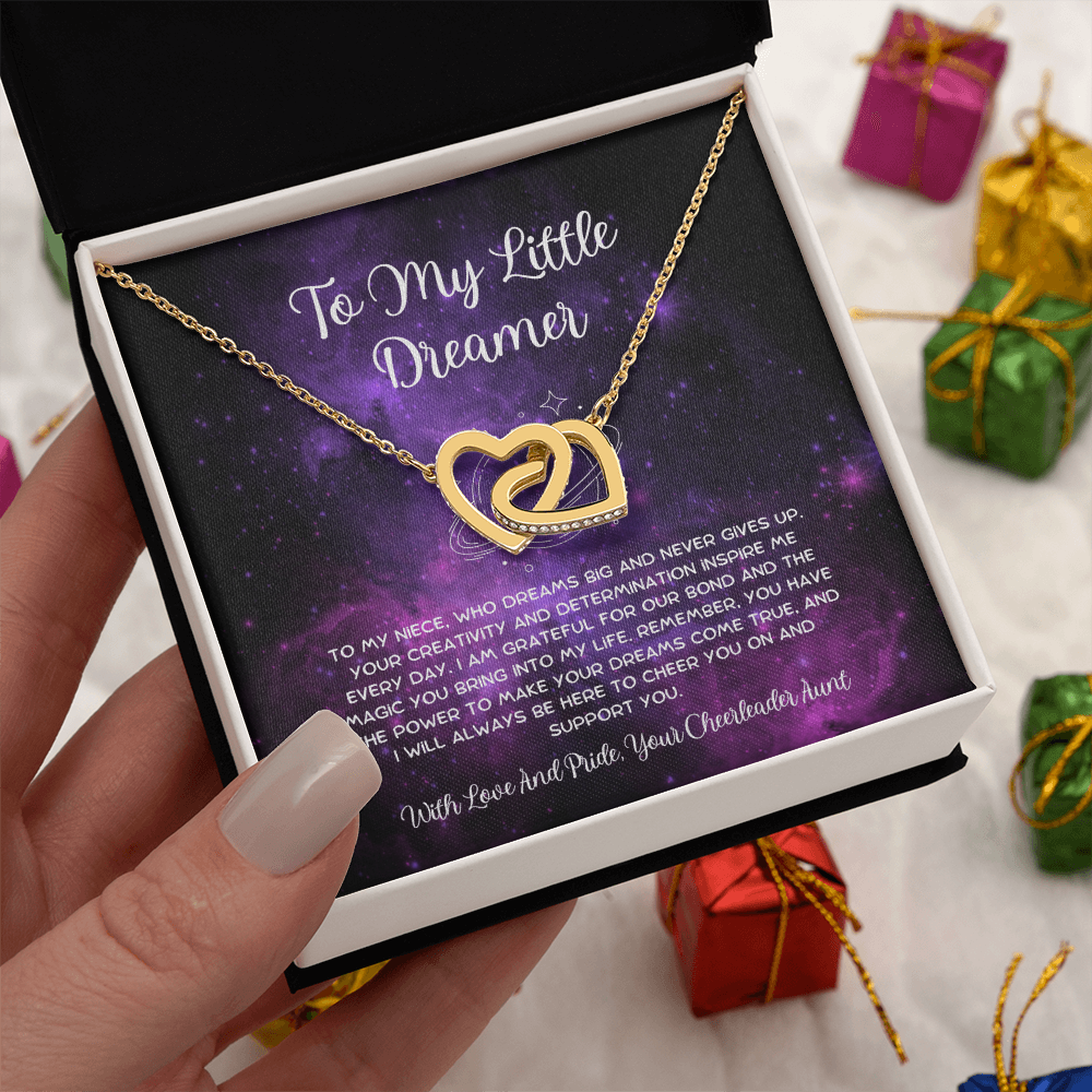 To My Little Dreamer - From Aunt to Niece Interlocking Hearts Necklace