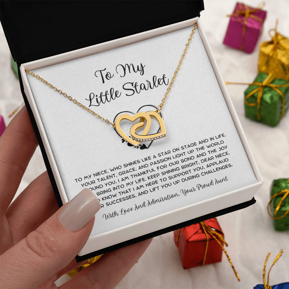 To My Little Starlet - From Aunt to Niece Interlocking Hearts Necklace