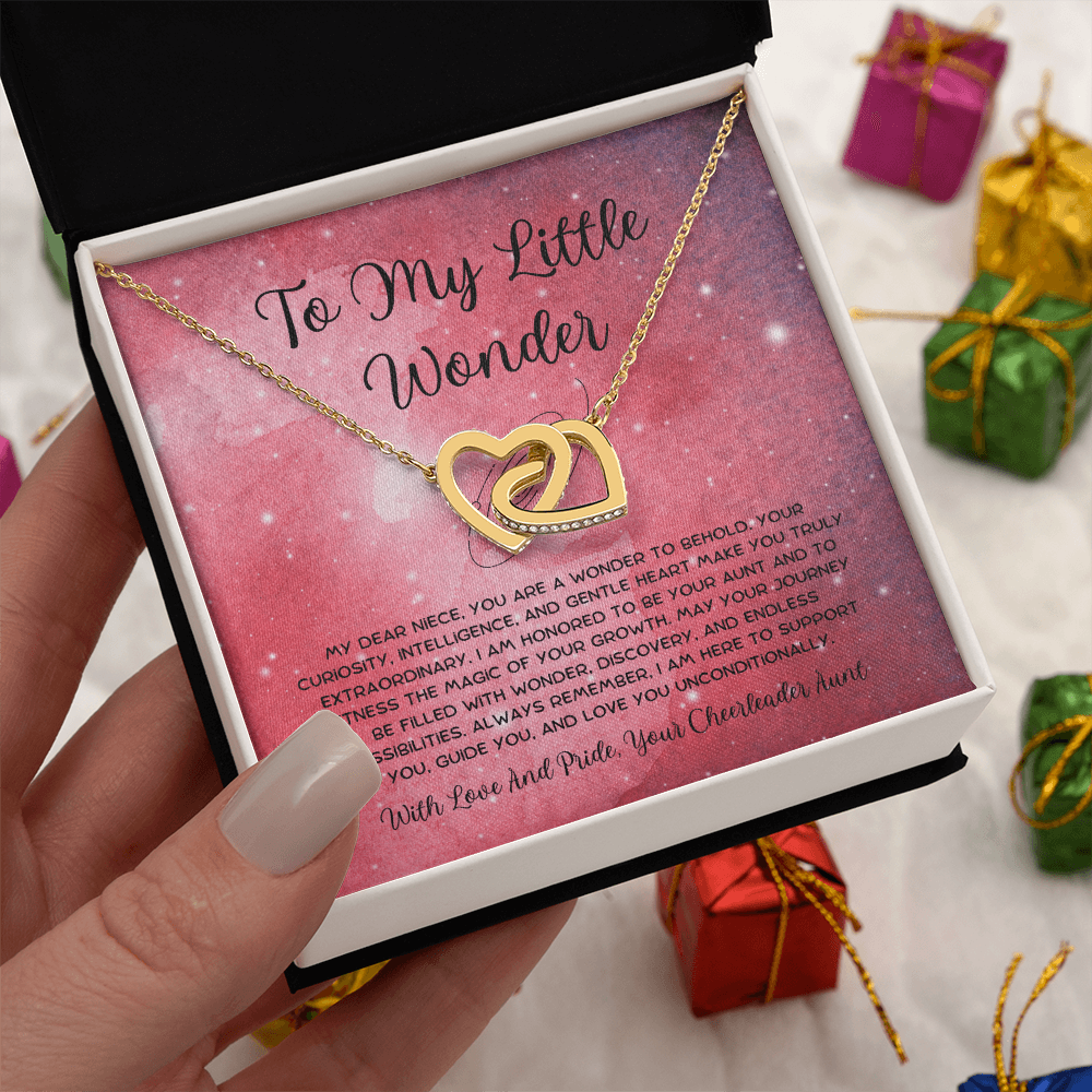 To My Little Wonder - From Aunt to Niece Interlocking Hearts Necklace