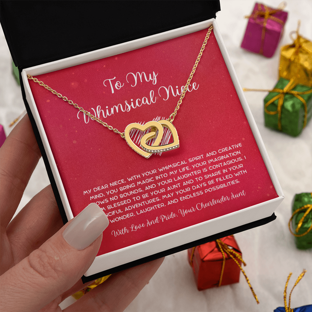 To My Whimsical Niece - From Aunt to Niece Interlocking Hearts Necklace