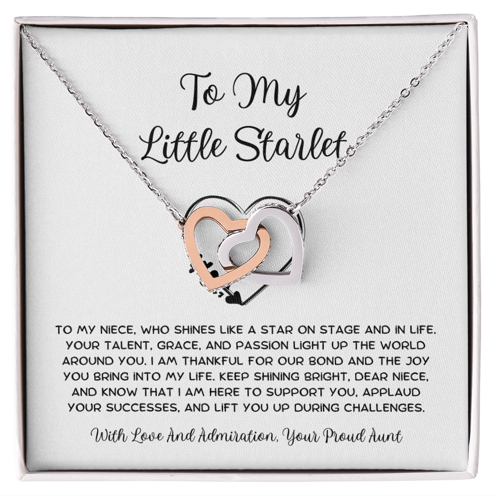 To My Little Starlet - From Aunt to Niece Interlocking Hearts Necklace