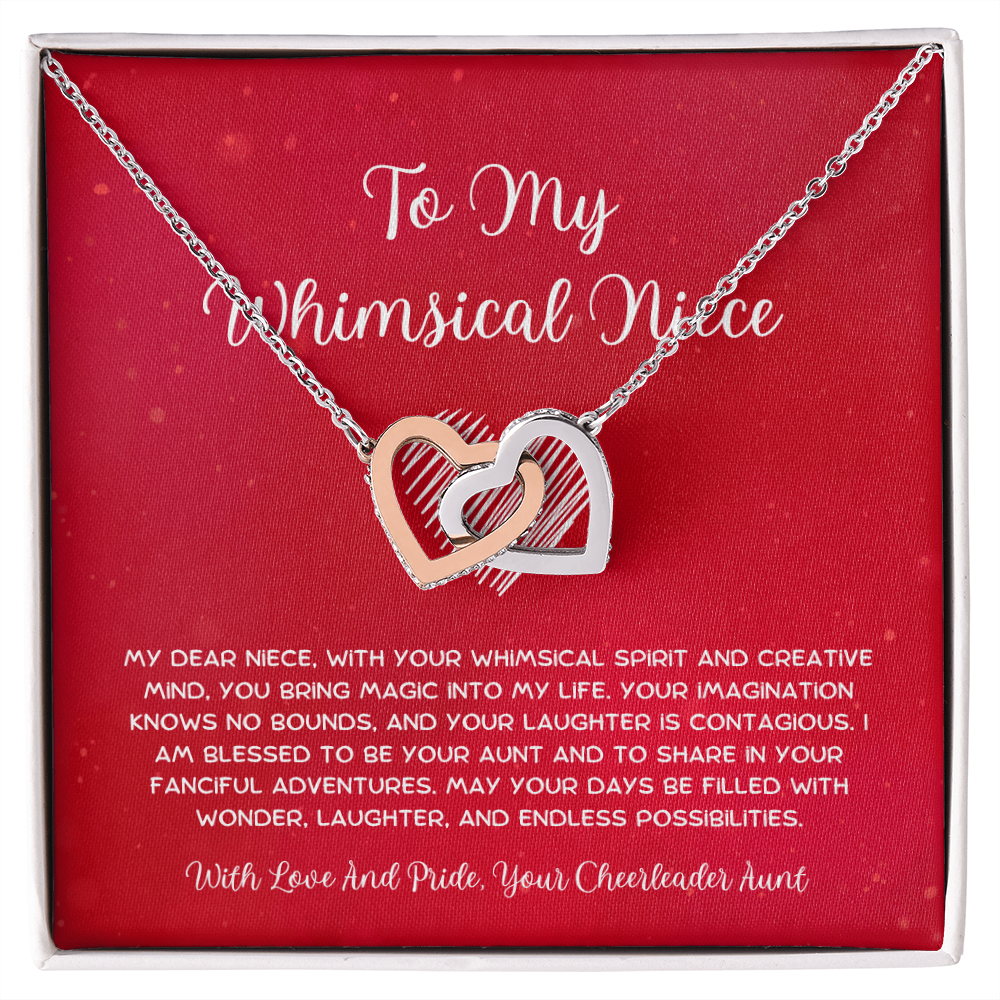 To My Whimsical Niece - From Aunt to Niece Interlocking Hearts Necklace
