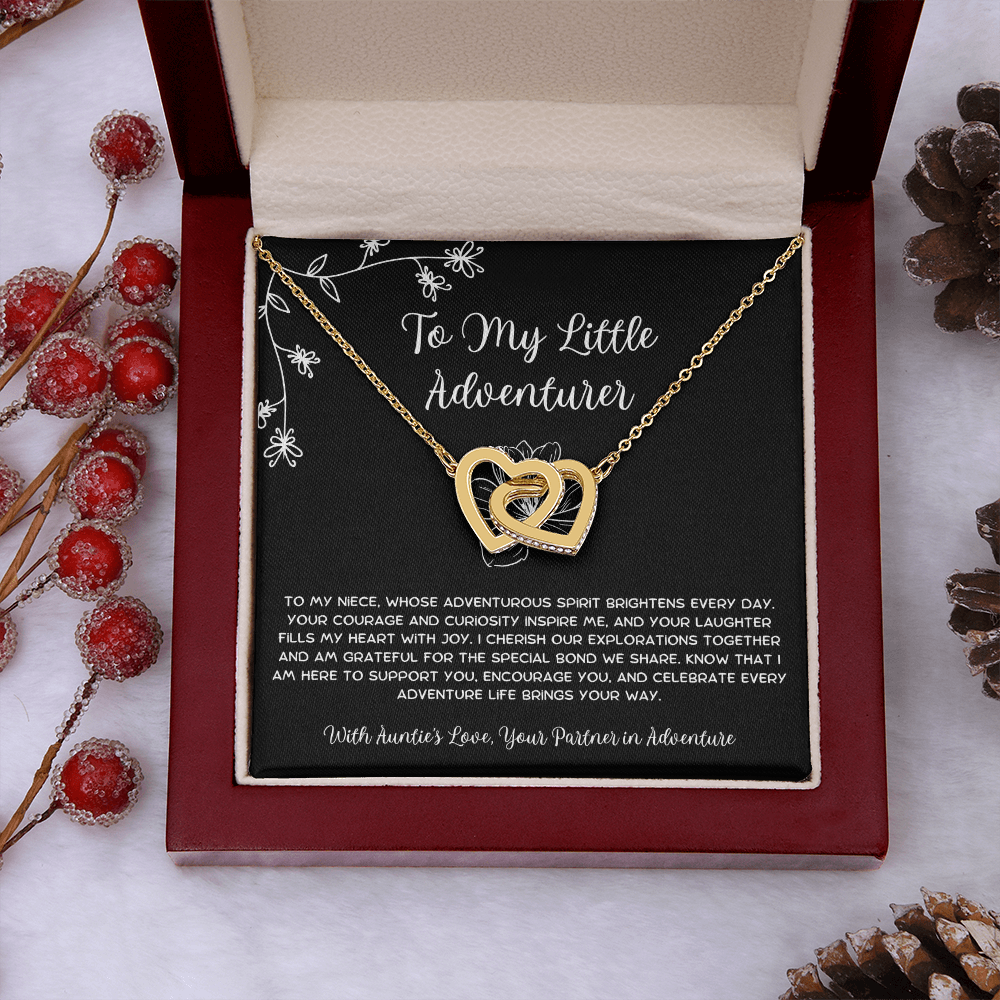 To My Little Adventurer - From Aunt to Niece Interlocking Hearts Necklace