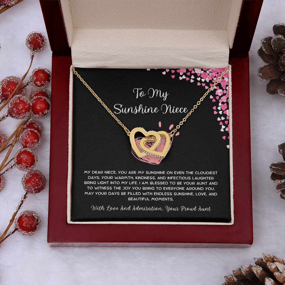 To My Sunshine Niece - From Aunt to Niece Interlocking Hearts Necklace