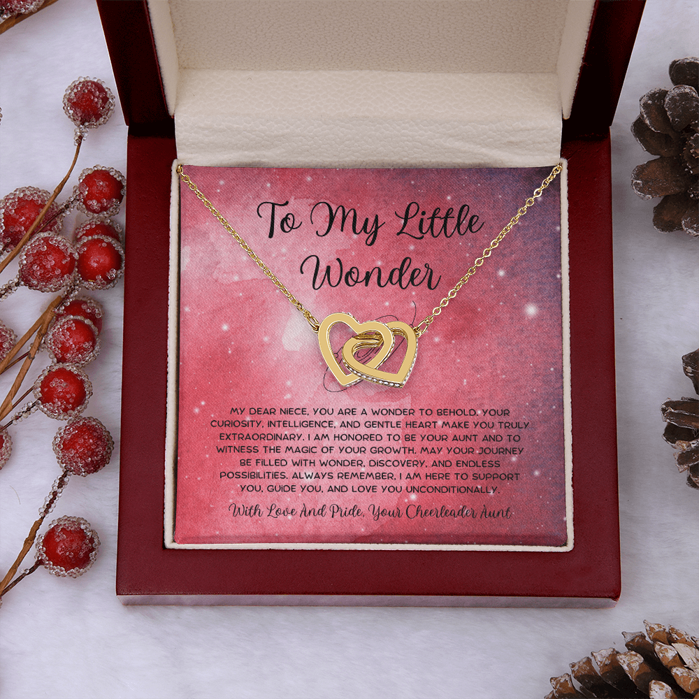 To My Little Wonder - From Aunt to Niece Interlocking Hearts Necklace