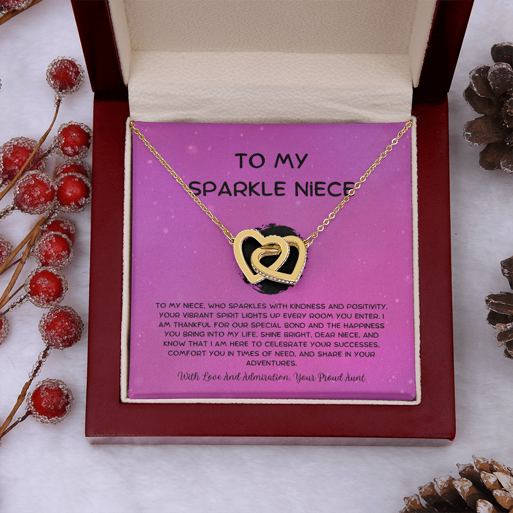 To My Sparkle Niece - From Aunt to Niece Interlocking Hearts Necklace