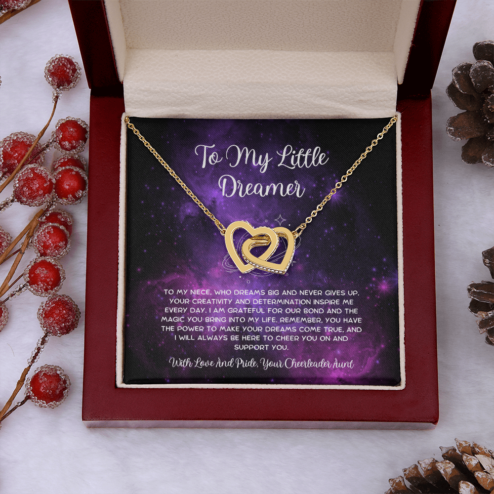To My Little Dreamer - From Aunt to Niece Interlocking Hearts Necklace