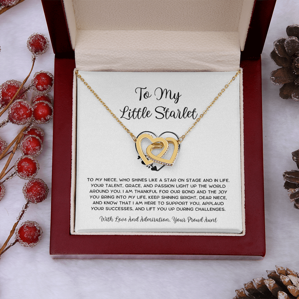 To My Little Starlet - From Aunt to Niece Interlocking Hearts Necklace