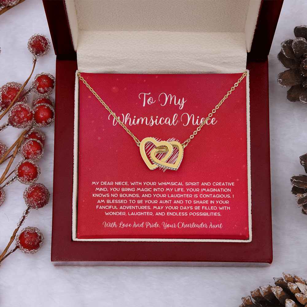 To My Whimsical Niece - From Aunt to Niece Interlocking Hearts Necklace