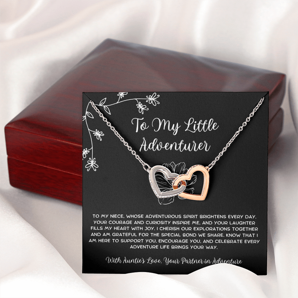 To My Little Adventurer - From Aunt to Niece Interlocking Hearts Necklace