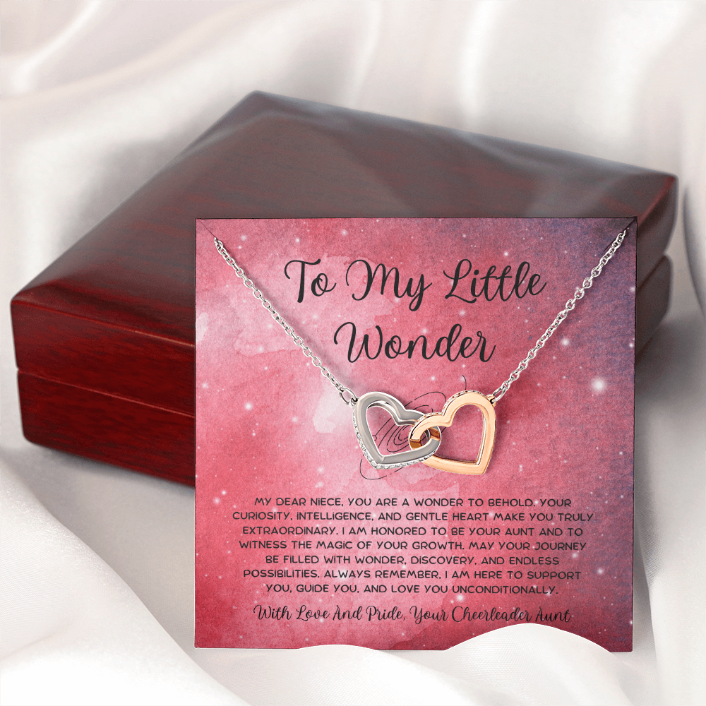 To My Little Wonder - From Aunt to Niece Interlocking Hearts Necklace