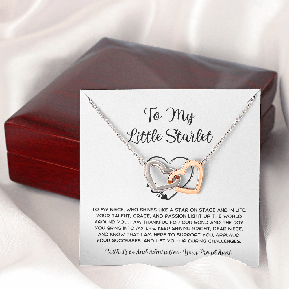 To My Little Starlet - From Aunt to Niece Interlocking Hearts Necklace