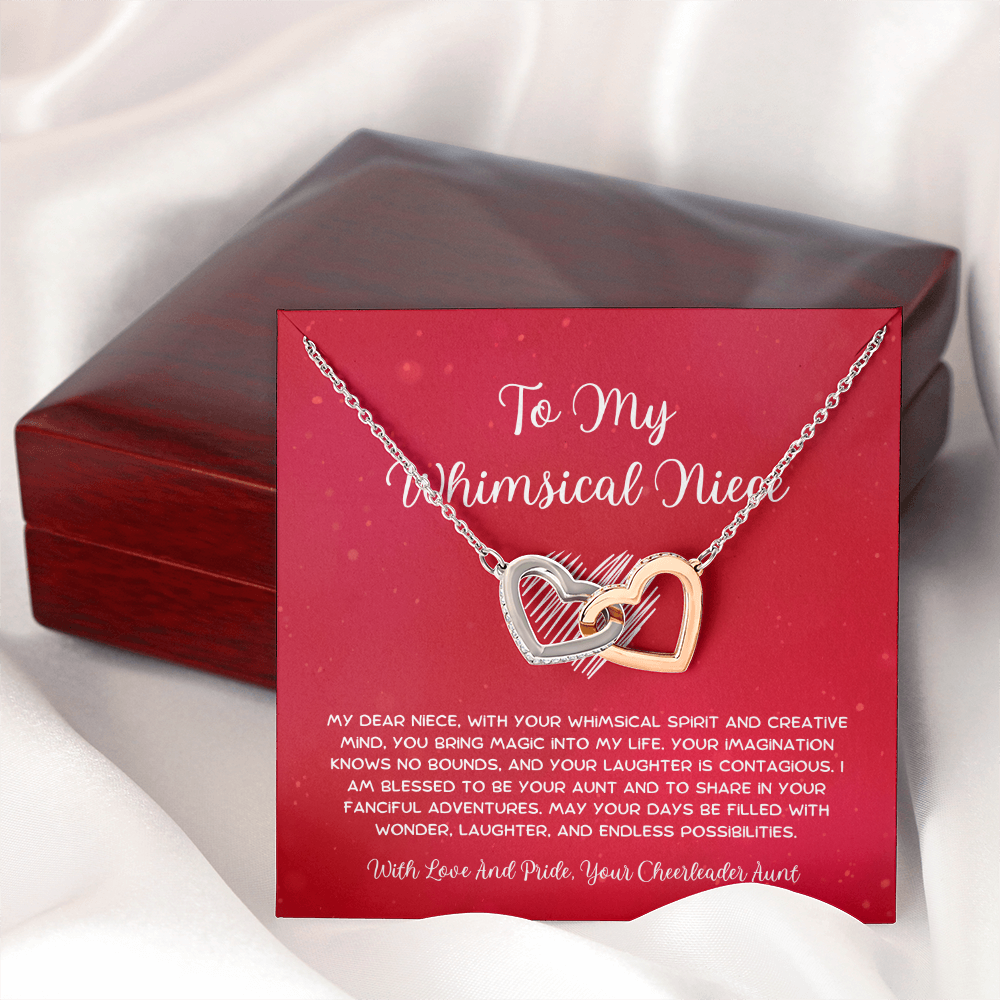 To My Whimsical Niece - From Aunt to Niece Interlocking Hearts Necklace