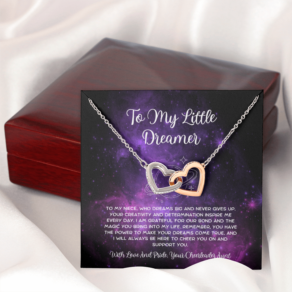 To My Little Dreamer - From Aunt to Niece Interlocking Hearts Necklace