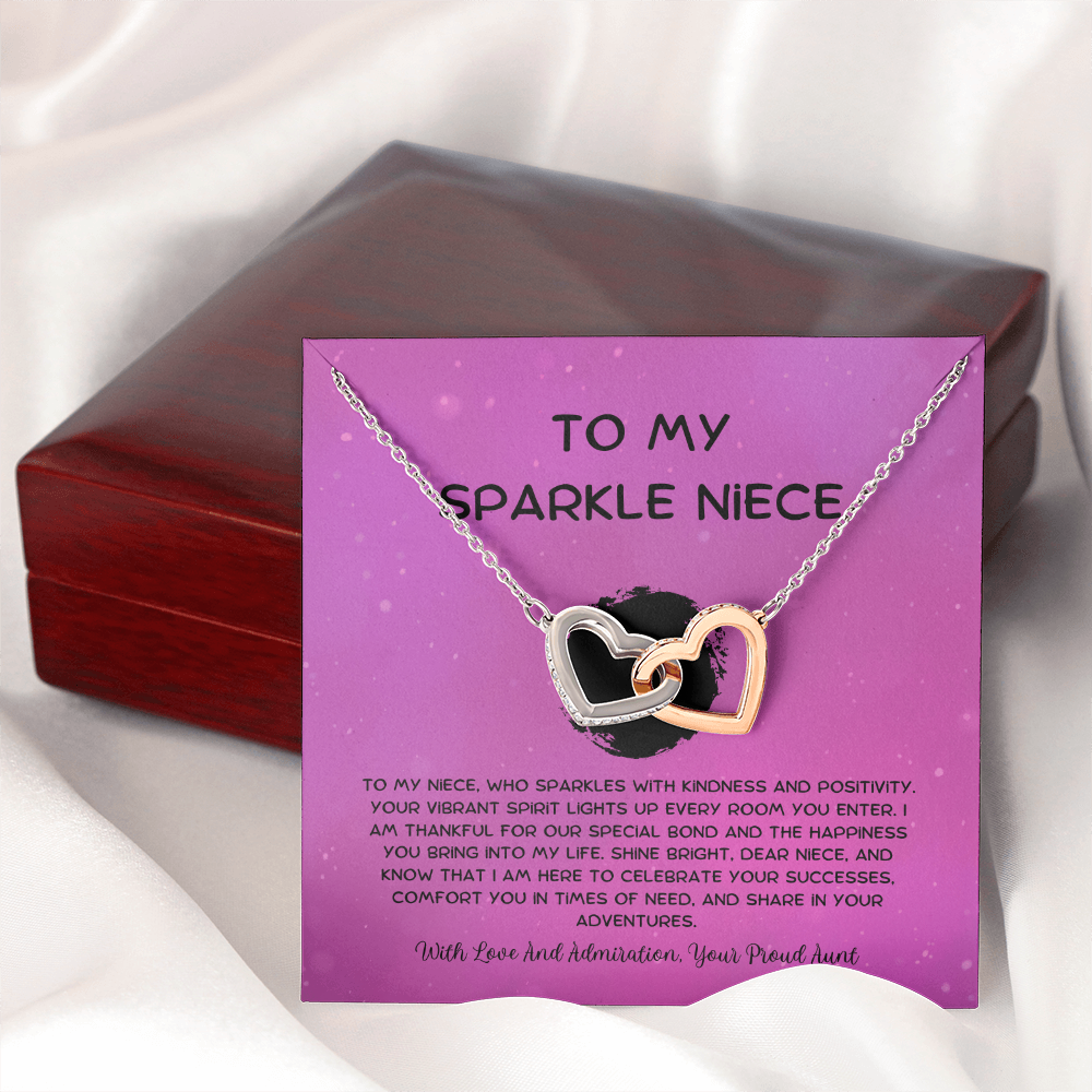 To My Sparkle Niece - From Aunt to Niece Interlocking Hearts Necklace