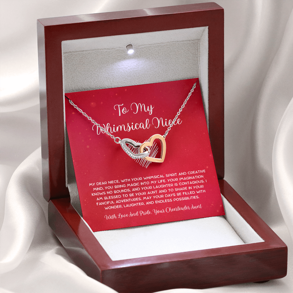 To My Whimsical Niece - From Aunt to Niece Interlocking Hearts Necklace