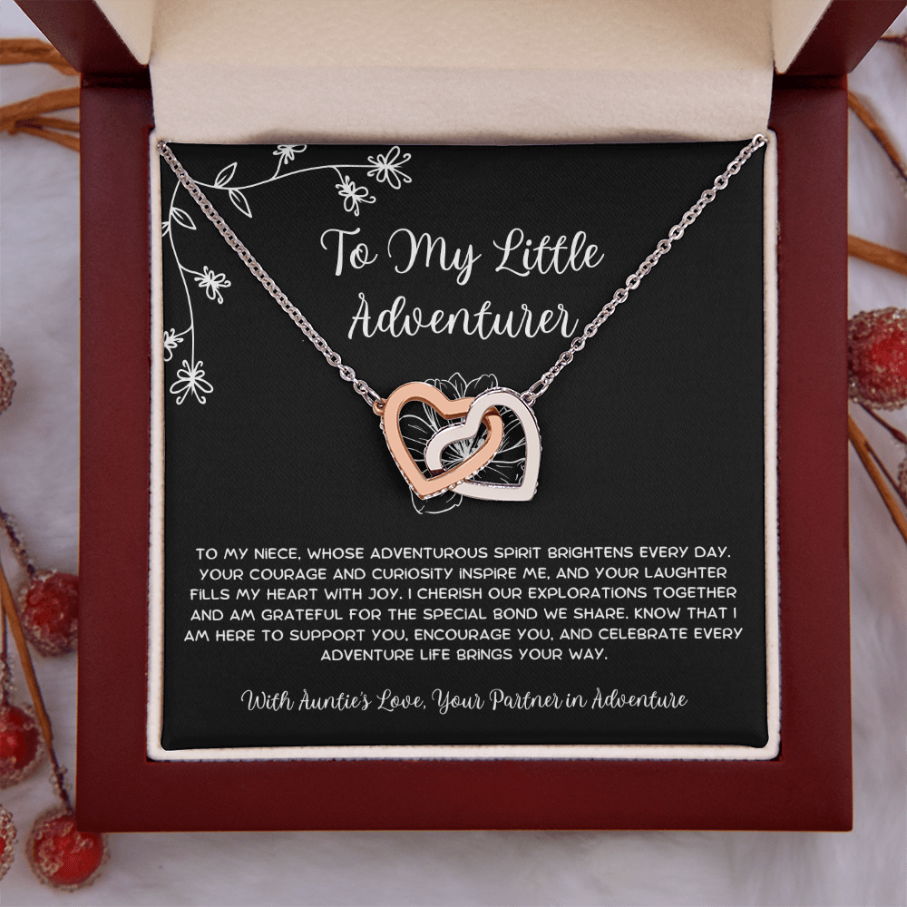 To My Little Adventurer - From Aunt to Niece Interlocking Hearts Necklace
