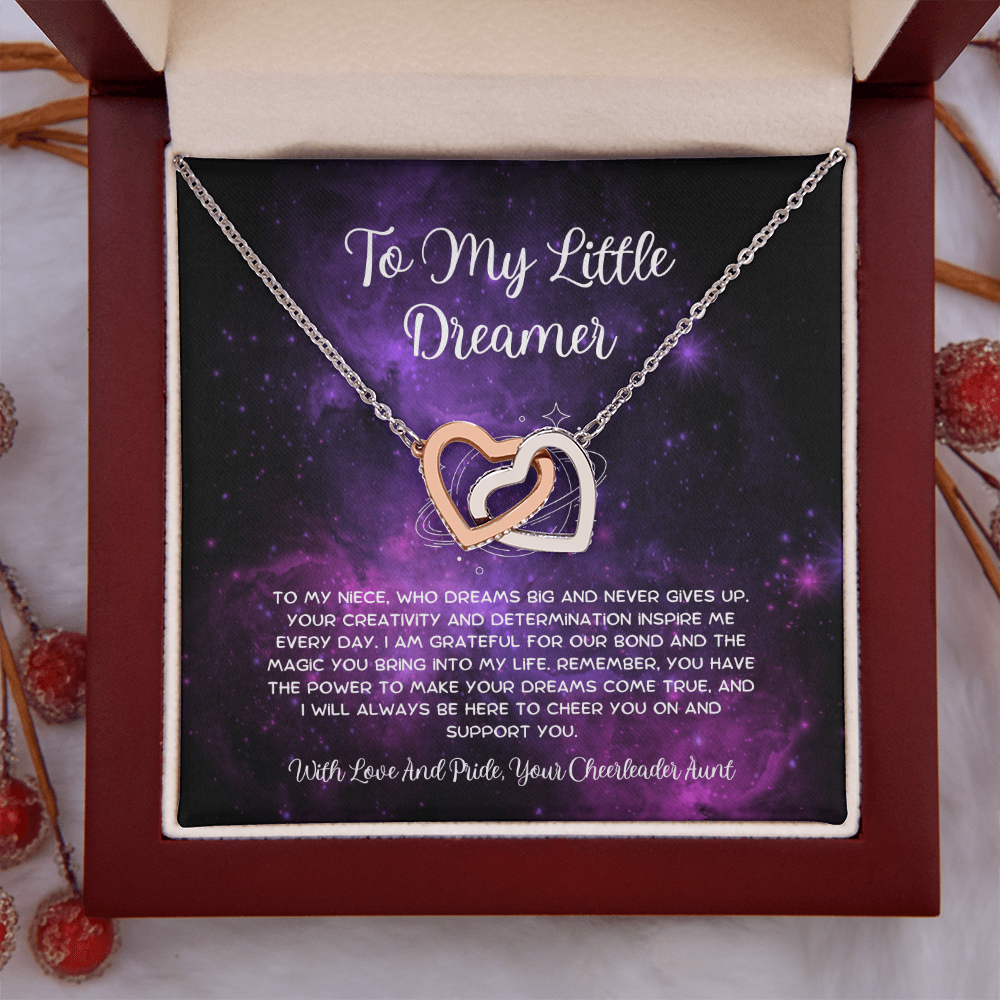 To My Little Dreamer - From Aunt to Niece Interlocking Hearts Necklace