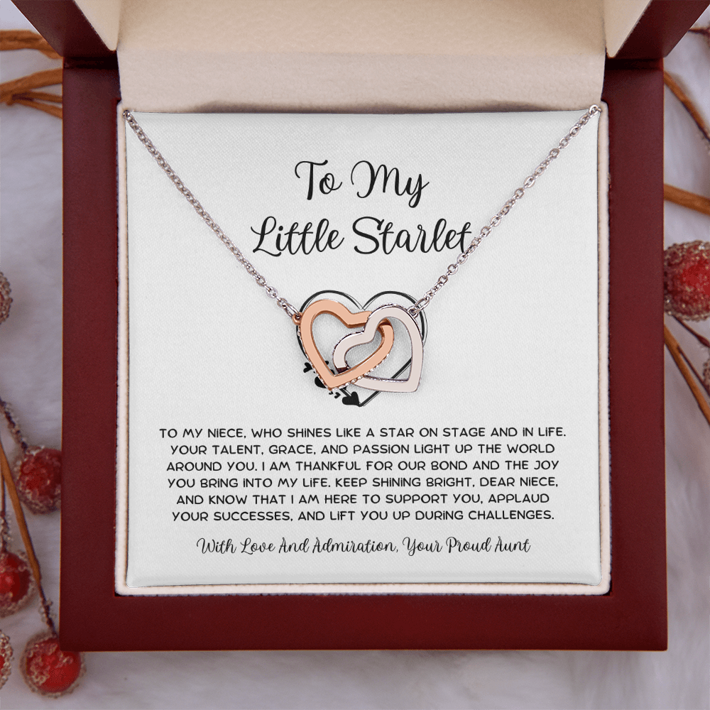 To My Little Starlet - From Aunt to Niece Interlocking Hearts Necklace