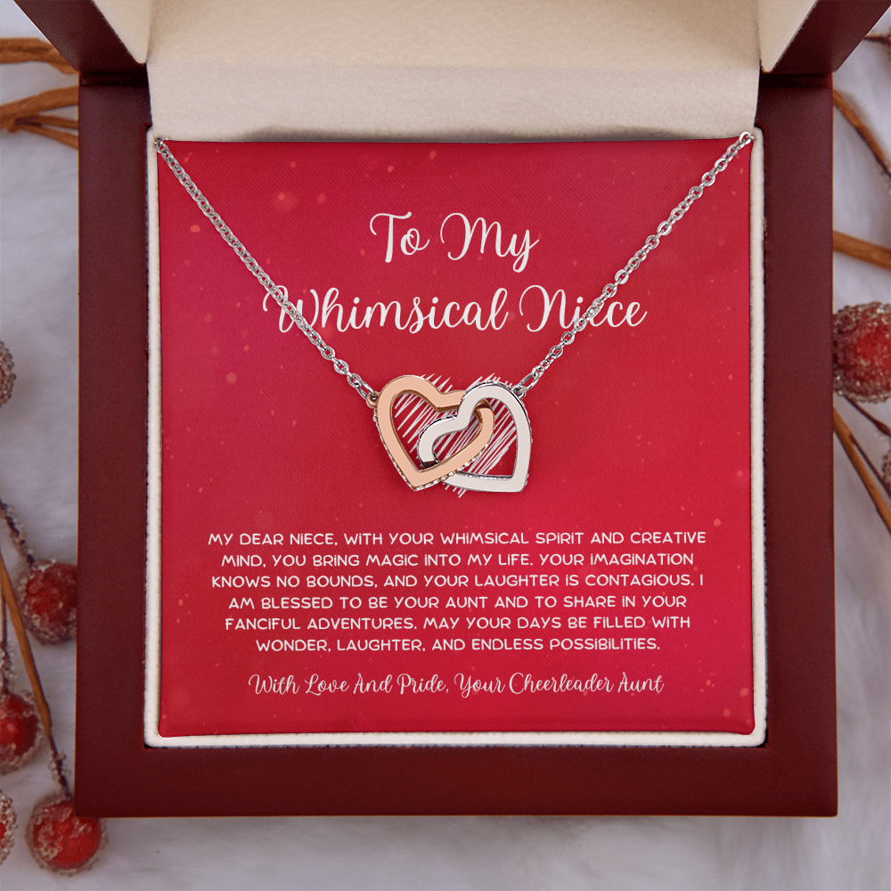 To My Whimsical Niece - From Aunt to Niece Interlocking Hearts Necklace